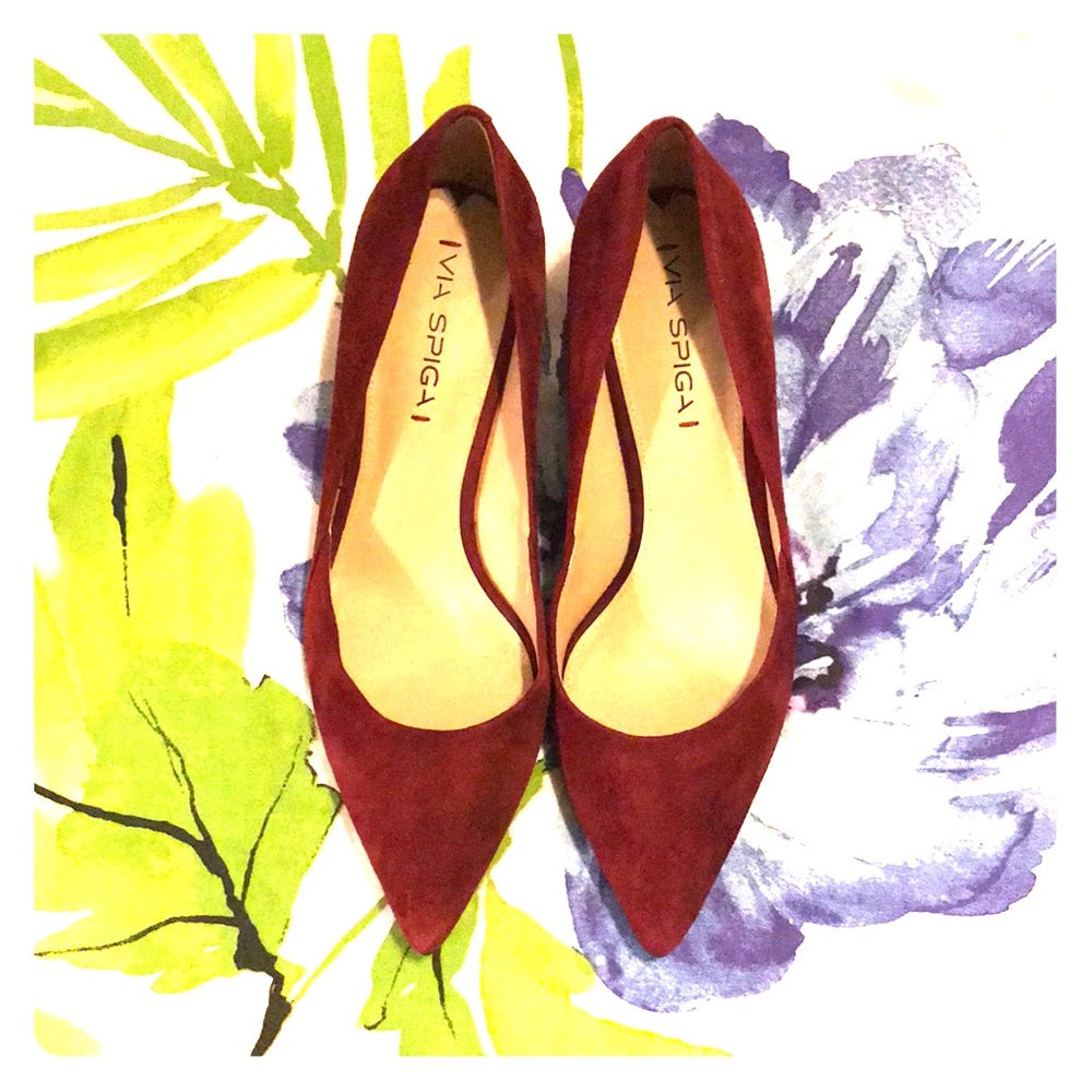 Beautiful deep red suede mini heels